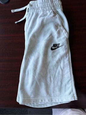 Nike Kids White Shorts with Black Swoosh